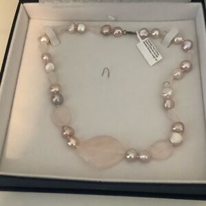 Fresh water pearls and pink quartz necklace.